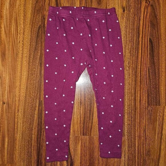 5 For $25 Carter's Burgundy Cotton Leggings With White Polkadots Baby Size 24M - Picture 1 of 3